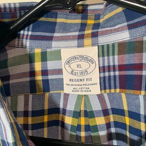 XL Brooks Brothers Regent Supima Cotton plaid Button Up Blue mens preppy